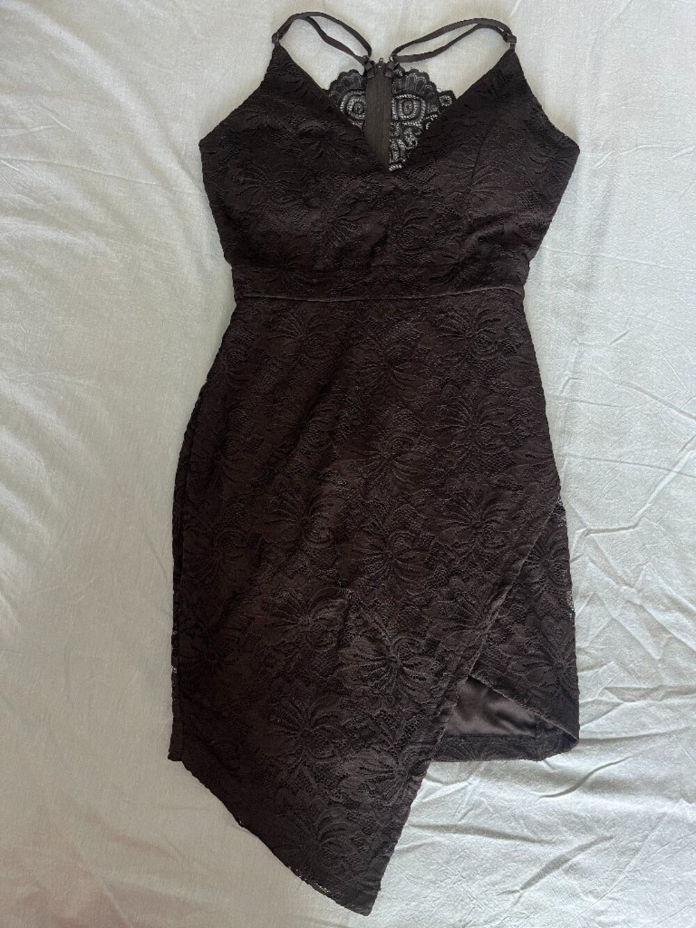 Love Culture Black Lace Asymmetrical Bodycon Dress Size Small